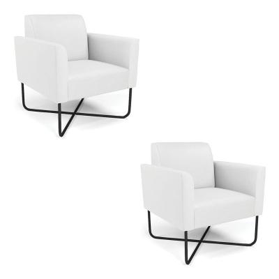 Kit 2 Poltronas Base X Industrial Preto Marisa Corino D03 - D\'rossi Cor Branco