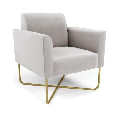 Poltrona Base X Industrial Dourado Marisa Veludo D03 - D\'rossi Cor Cinza