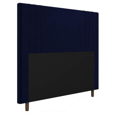 Cabeceira Cama Box Casal Ferrara 140cm Veludo Azul Marinho