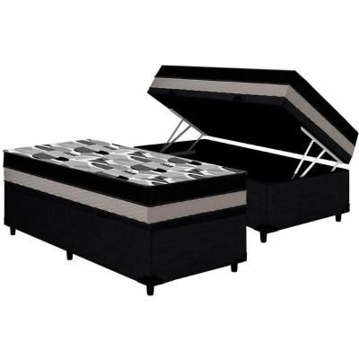 Cama Box Baú Solteiro: Colchão Anatômico Ortobom D33 / EP ISO 100 Double Face + Base CRC CouranoBlack(88x188x20)