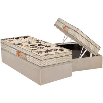 Cama Box Baú Solteiro: Colchão Anatômico Polar D28 / EP Orthoface Firme + Base CRC Suede Clean(88x188)