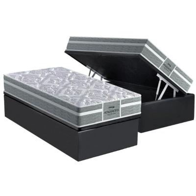 Cama Box Baú Solteiro: Colchão Anatômico Probel D28 / EP Firmepedic ProDormir Advanced Tech1000 Plus + Base CRC Suede Gray(88x188)