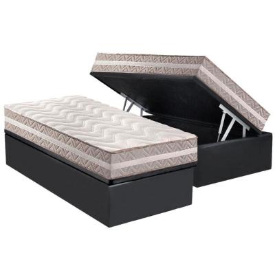 Cama Box Baú Solteiro: Colchão Anatômico Paropas D33 / AG65 Confort + Base CRC Suede Gray(88x188)