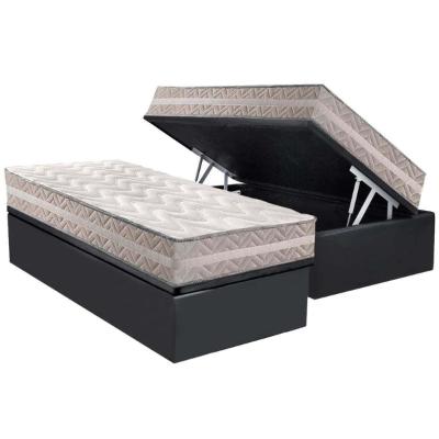 Cama Box Baú Solteiro: Colchão Anatômico Paropas D28 / AG65 Master Gray + Base CRC Suede Gray(88x188)