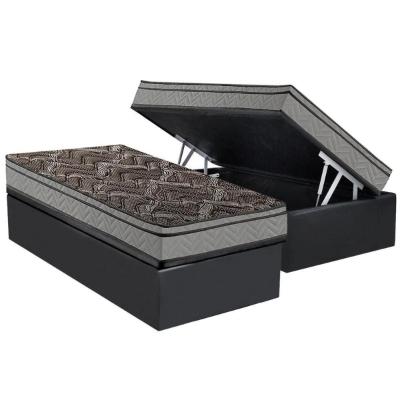 Cama Box Baú Solteiro: Colchão Ortopédico Paropas D28 / EP Confort Firme+ Base CRC Suede Cinza(88x188)
