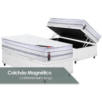 Cama Box Baú Solteiro: Colchão Molas Ensacadas Castor Pocket Gold Star Magnético + Base CRC Courano White(88x188)