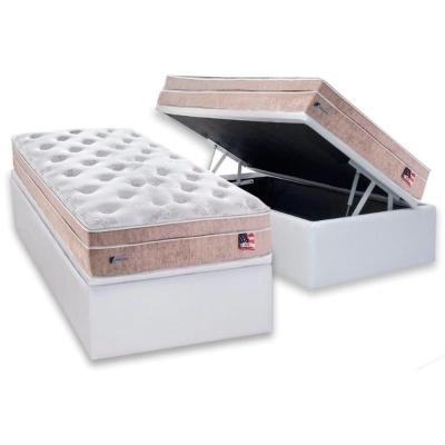 Cama Box Baú Solteiro: Colchão Molas Ensacadas Sealy MasterPocket Miami + Base CRC Courano White(88x188)