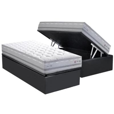 Cama Box c/Auxiliar Solteiro: Colchão Herval Maxspring Petra C1662 + Base CRC Suede Gray(88x188x33)