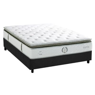 Cama Box Casal: Colchão Molas Ensacadas Herval MasterPocket Imperatore Gold C1655 Pillow Top + Base CRC Suede Gray(138x188x34)