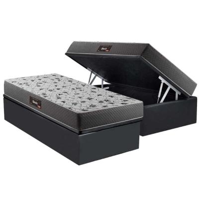 Cama Box Baú Solteiro: Colchão Anatômico Herval D28 / AG65 Black Double Face + Base CRC Suede Gray(88x188)