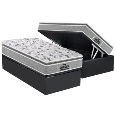 Cama Box Baú Solteiro: Colchão Anatômico Probel D45 / EP Guarda Costas PróExtreme Plus Pillow Top + Base CRC Suede Gray(88x188)