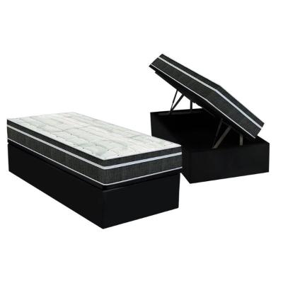 Conjunto Box Baú Solteiro: Colchão Molas Orthoflex Bonnel Venezia + Base CRC Courano Black(88x188)