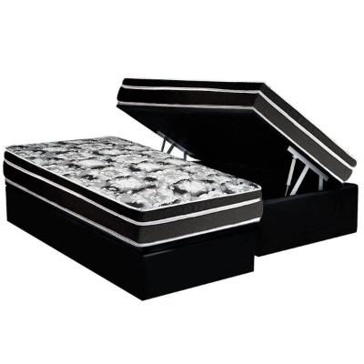 Conjunto Box Baú Solteiro: Colchão Espuma Luckspuma D45 Gran Luck Pro + Base CRC Suede Black(88x188)