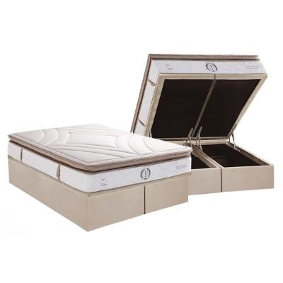 Conjunto Box Baú King: Colchão Molas Herval MasterPocket Ensacadas Poseidon Plus C1954 Pillow Top + Base CRC Suede Clean(193x203x34)