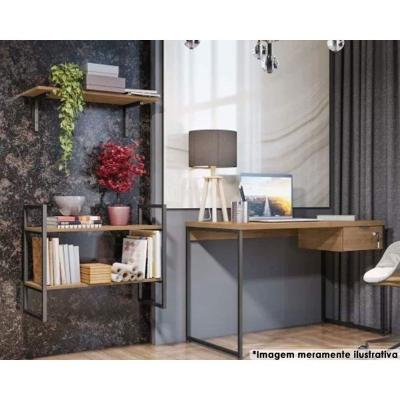 Escritório Completo Industrial (1 Escrivaninha, 1 Estante, 2 Complementos) 4 Peças Freijó - Kappesberg