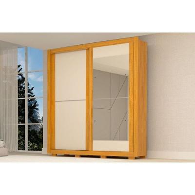 Guarda Roupa Casal 2 Portas de Correr e 3 Gavetas c/ Espelho Nicole Nature/Off White - ACP