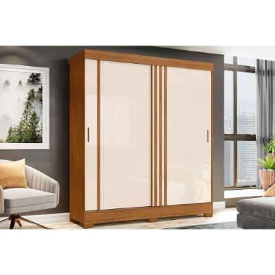 Guarda Roupa Solteiro 2 Portas de Correr e 2 Gavetas c/ Pés Briz B353 Nature/Off White - Henn