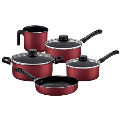 Jogo De Panelas Tramontina 5 Peças Antiaderente Caribe Cor:vermelho Vermelho