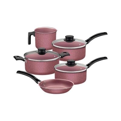 Jogo De Panelas 5 Peças Turim Cores Antiaderente Tramontina Cor:rosa Rosa