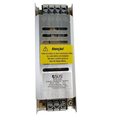 Fonte Chaveada Driver Slim 12v 5a Perfil Fita De Led Camera Cftv Lustre Iluminaçao Luminaria Potente