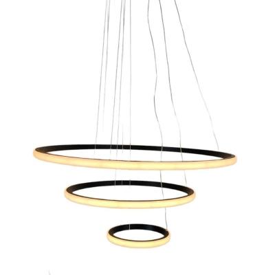 Lustre Pendente Luminaria 3 Aneis Arcos Perfil Articulavel 48w Ajustavel Perfil Infinito S