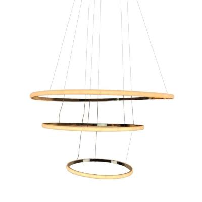 Lustre Luminaria 3 Em 1 Aneis Arco Pendente Led Perfil Infinito Ajustavel Regulavel Quarto Sala