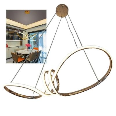 Lustre Luminaria Arco Aneis Infinito 3 Em 1 Pendente Led Luxo Ambiente Moderno Sala Recepç