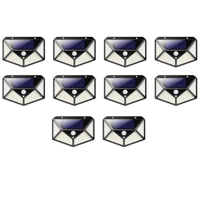 Luminaria Solar Sensor Presença Movimento Kit 10 Uni 100 Led 3 Funçoes Branco