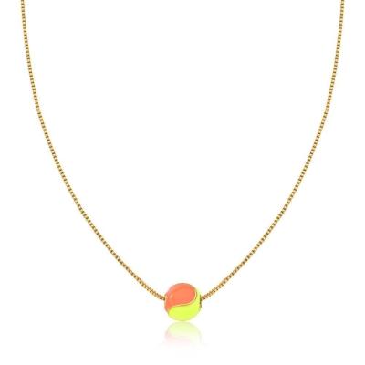 Colar Bolinha De Beach Tennis Esmaltada Com Revestimento Em Ouro