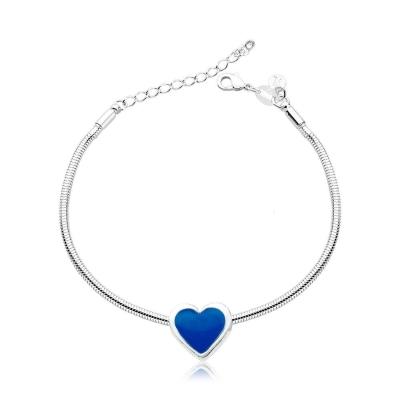 Pulseira Blue Heart Revestida Em Prata