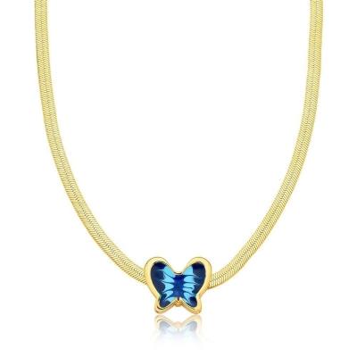 Choker Borboleta Em Fita Diamantada Revestida Em Ouro