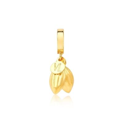 Charm Cacaus Com Tag Revestido Em Ouro