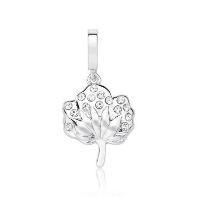 Charm Flor Do Algodão Com Cristais Revestido Em Prata