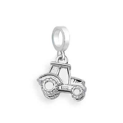 Charm Trator Esmaltado Com Revestimento Prateado Cor Cinza Claro
