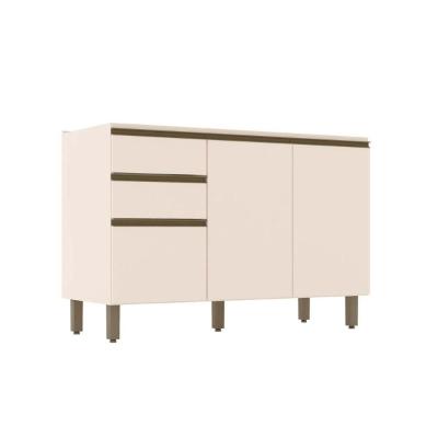 Balcão de Cozinha Modulado Connect p/ Pia c/2 Gavetas e 3 Portas 120x51x82cm Off White - Henn