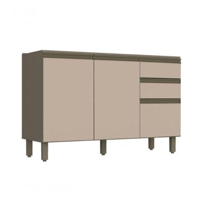 Gabinete de Cozinha Modulado Balcão Connect c/ 3 Portas e 2 Gavetas p/ Pia 120cm Off White - Henn