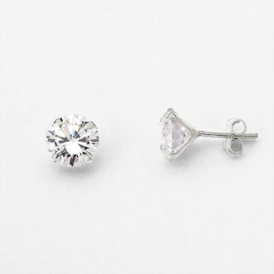Brinco Ponto De Luz Zirconia Redonda Unissex Prata 925 - 6mm