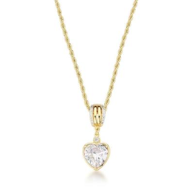 Colar Cordão Baiano Com Coração Zircônio Banhado A Ouro 18k