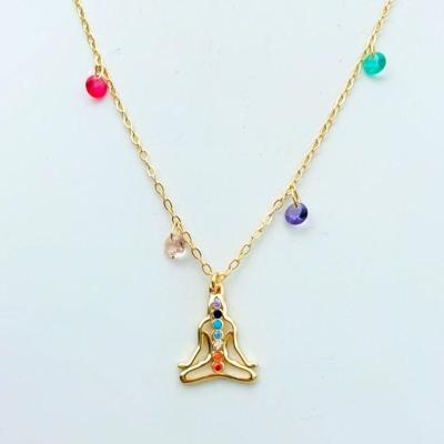 Colar Meditação 7 Chacras Com Zirconias Banhado A Ouro 18k - 45cm