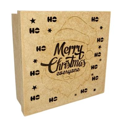 Caixas 100% Mdf Cru (17x17x07) Merry Christimas