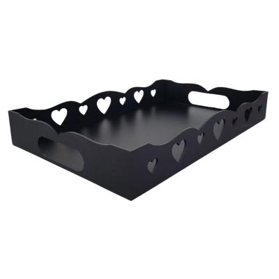 Bandeja De Coração Para Café Da Manhã 100% Mdf (35x23x05) Preto