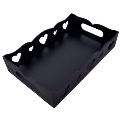Bandeja De Coração Para Café Da Manhã 100% Mdf (24x15x05) Preto