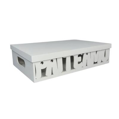 Caixa Tampa De Sapato Com Alça Pai Te Amo (30x20x07) Branco