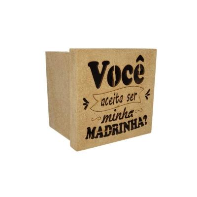 Caixa Tampa De Sapato P/ Convite De Padrinhos P/1 Caneca Em Pé (12x12x11) Madrinha - Mdf Cru