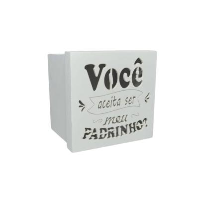 Caixa Tampa De Sapato P/ Convite De Padrinhos P/1 Caneca Em Pé (12x12x11) Padrinho - Branco