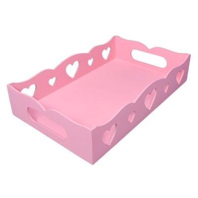 Bandeja De Coração Para Café Da Manhã 100% Mdf (24x15x05) Rosa