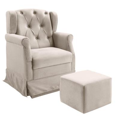 Poltrona Cadeira De Amamentação Balanço E Puff Ternura Material Sintético Speciale Home Bege