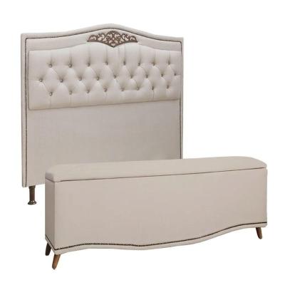 Conjunto Cabeceira E Calçadeira Holanda 1,60 Cm Linho Speciale Home Capuccino