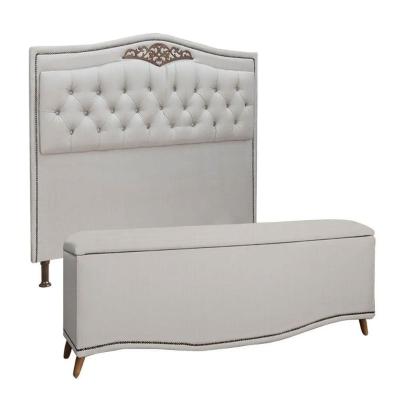Conjunto Cabeceira E Calçadeira Holanda 1,60 Cm Linho Speciale Home Carvalho