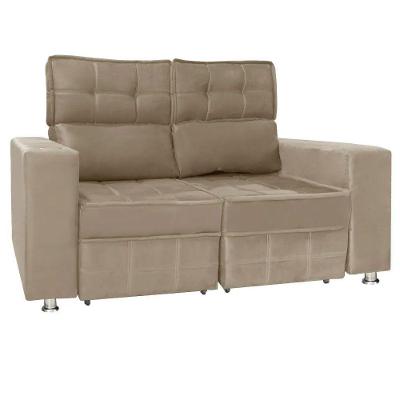 Sofá Retrátil E Reclinável 2 Lugares Londres 1.60cm Com Molas Suede Speciale Home Bege